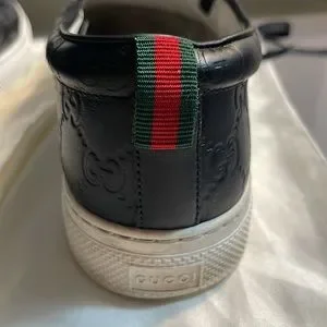 Mens black GUCCI leather slip on sneaker GG logo size 10 Gucci Men main image 3